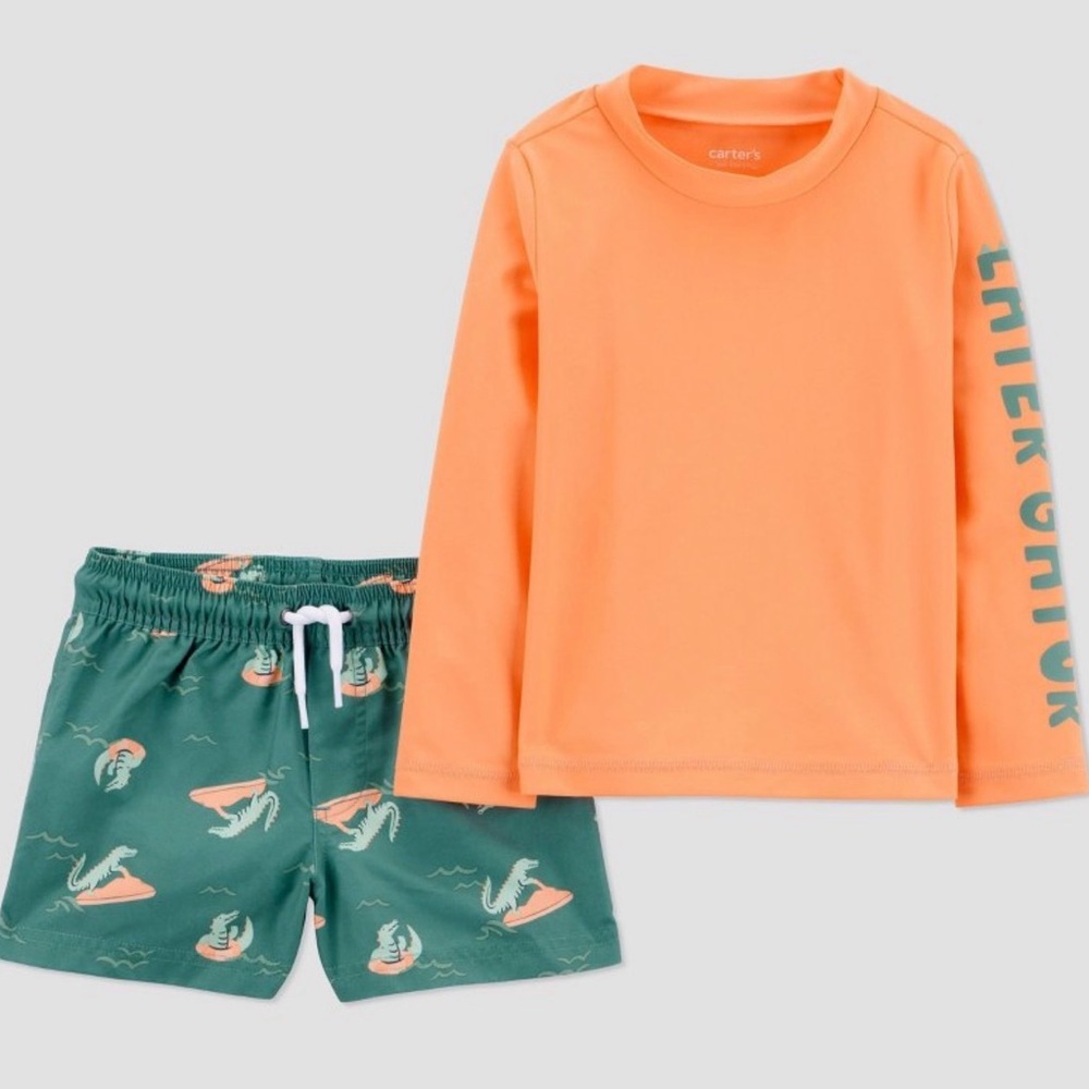 Carter's Just One You® Toddler Boys' Long Sleeve Rash Guard & Trunk Set - NWT